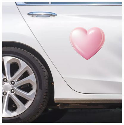 Pink Heart Shiny Smooth Round Shape Vinyl Sticker Decal