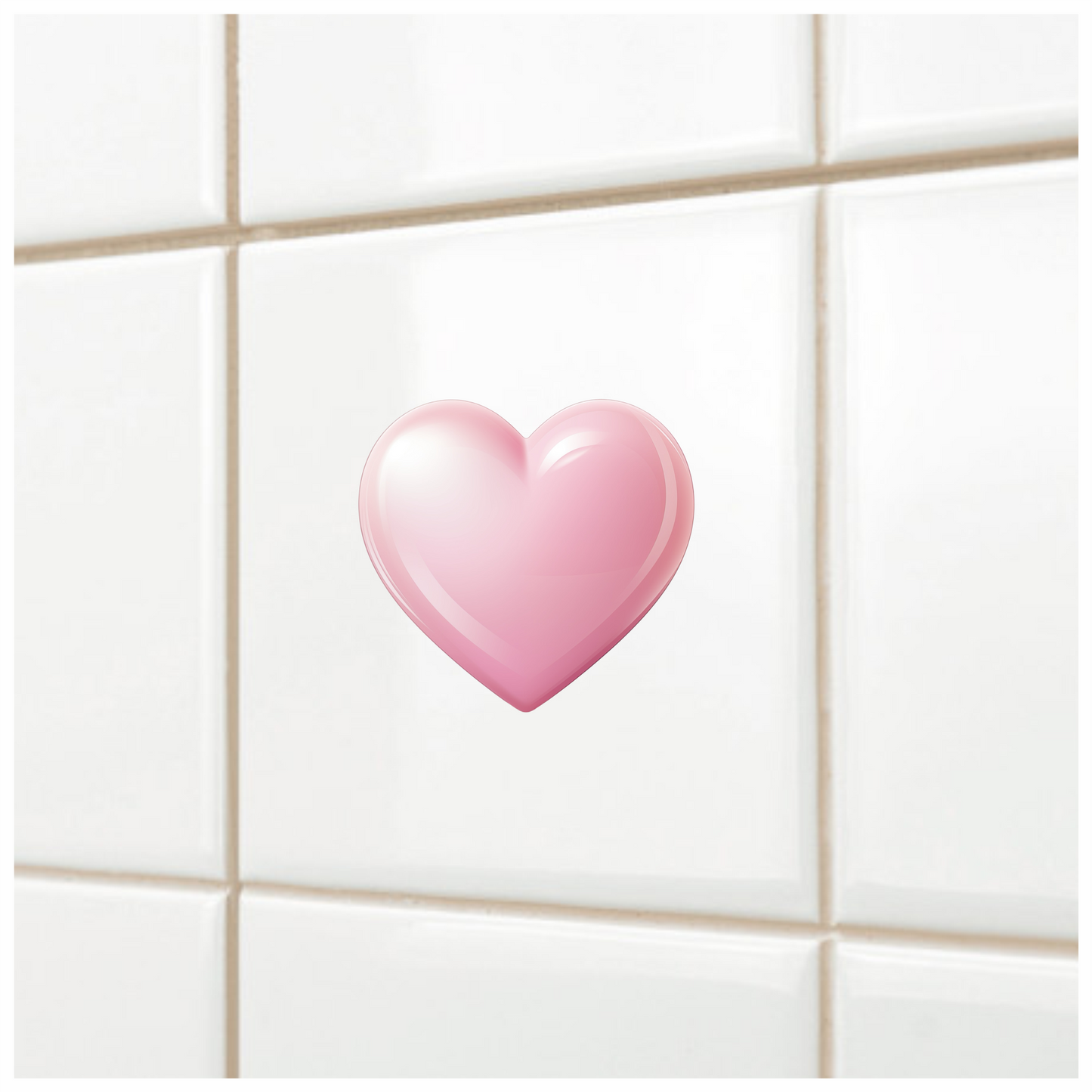 Pink Heart Shiny Smooth Round Shape Vinyl Sticker Decal