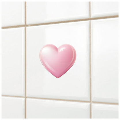 Pink Heart Shiny Smooth Round Shape Vinyl Sticker Decal