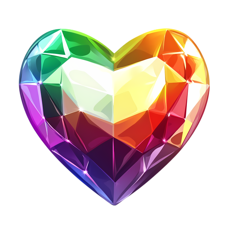 Rainbow Heart Shaped Gem Vinyl Sticker Decal
