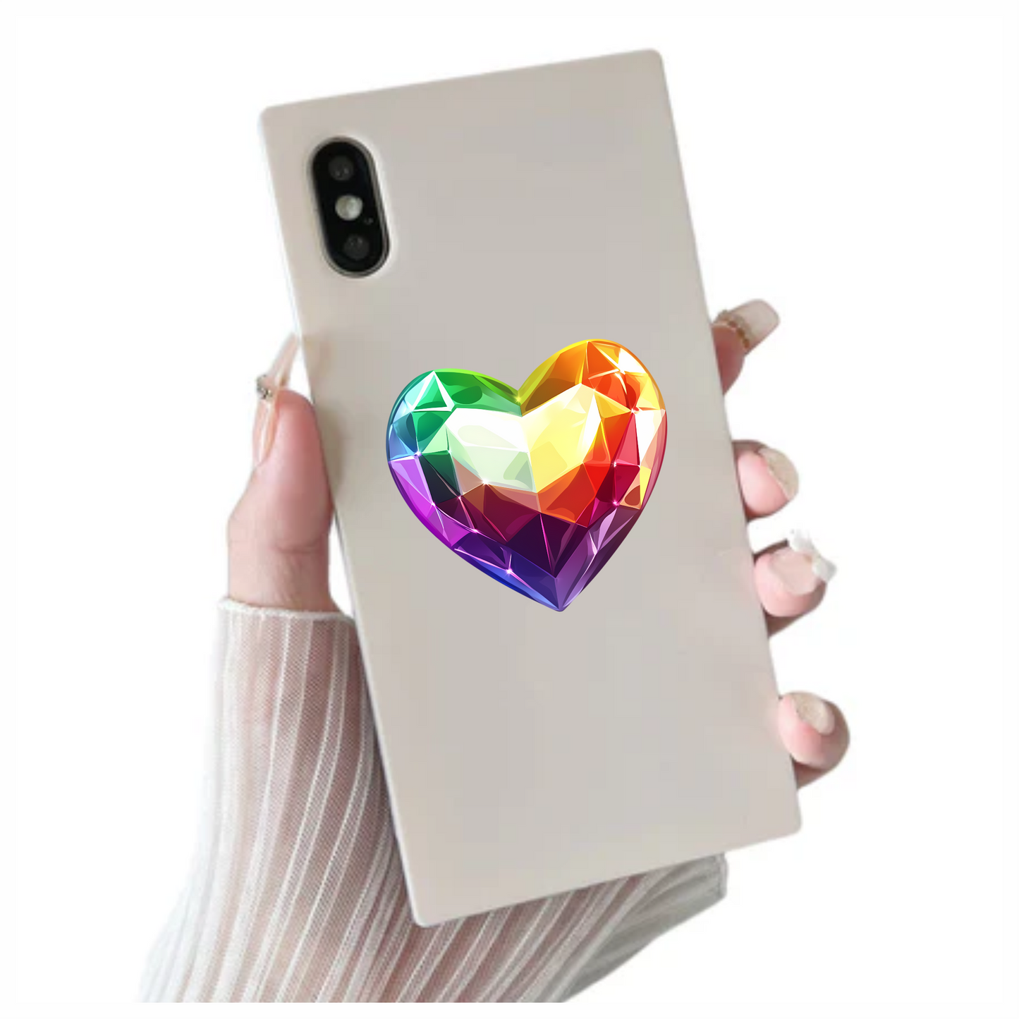 Rainbow Heart Shaped Gem Vinyl Sticker Decal