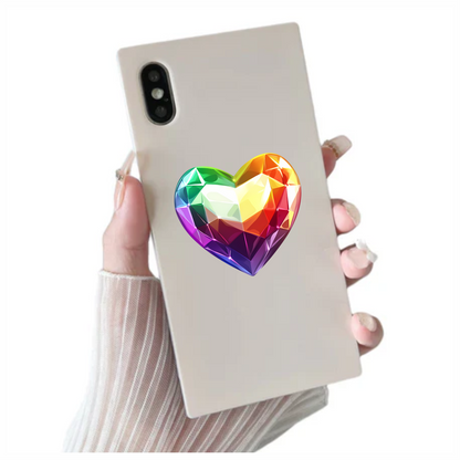 Rainbow Heart Shaped Gem Vinyl Sticker Decal