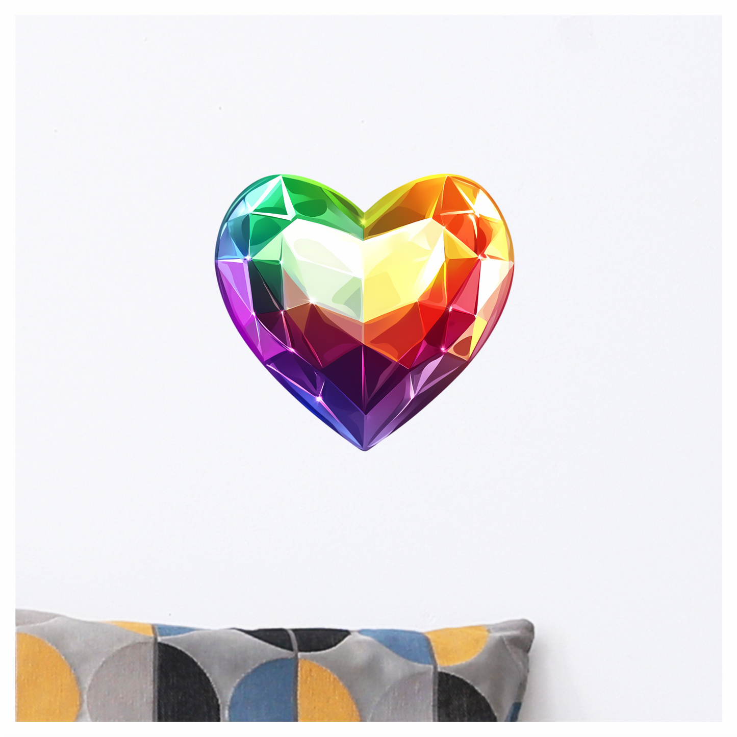 Rainbow Heart Shaped Gem Vinyl Sticker Decal
