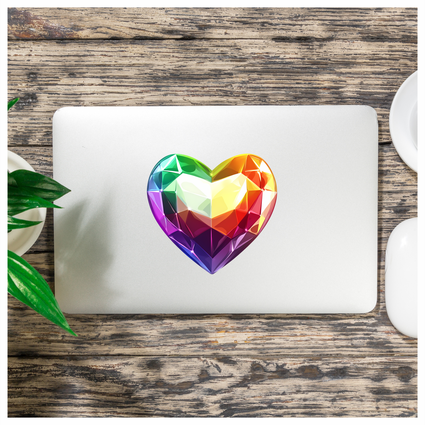 Rainbow Heart Shaped Gem Vinyl Sticker Decal