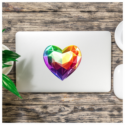 Rainbow Heart Shaped Gem Vinyl Sticker Decal