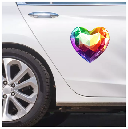 Rainbow Heart Shaped Gem Vinyl Sticker Decal