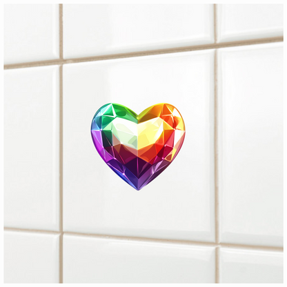 Rainbow Heart Shaped Gem Vinyl Sticker Decal