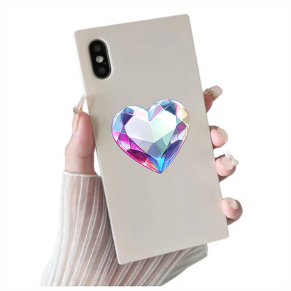 Heart Diamond Clear Pink Vinyl Sticker Decal