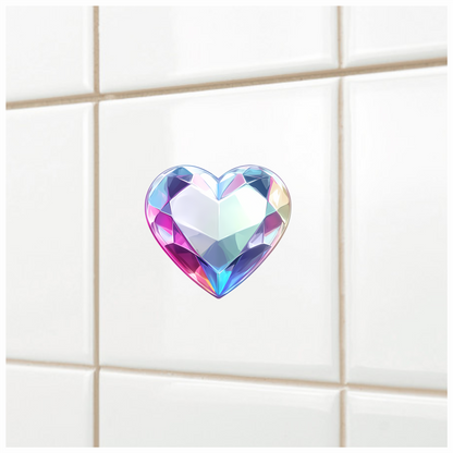 Heart Diamond Clear Pink Vinyl Sticker Decal