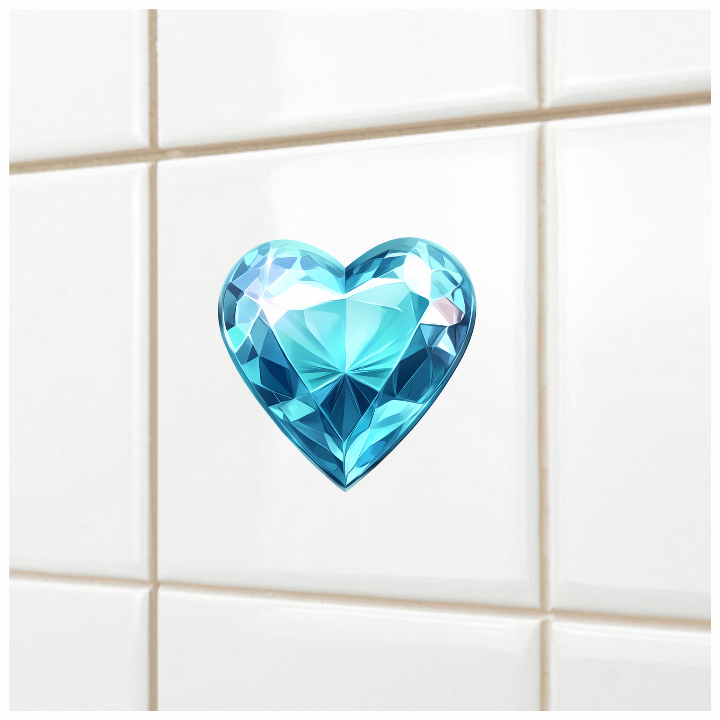 Blue Heart Shaped Diamond Vinyl Sticker Decal