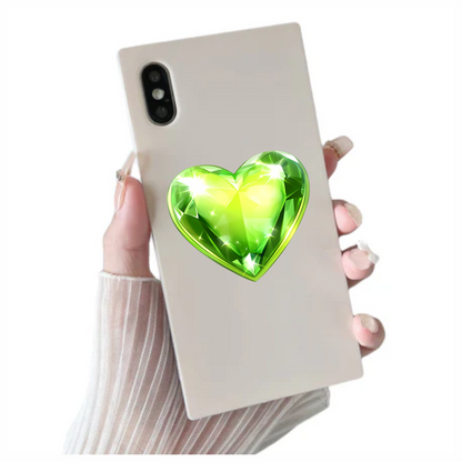 Green Heart Shaped Gem Vinyl Sticker Decal