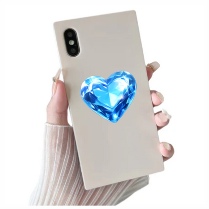 Blue Diamond Heart Shape Vinyl Sticker Decal