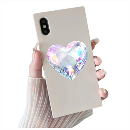 Diamond Heart Clear Shine Vinyl Sticker Decal
