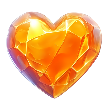 Orange Heart Shiny Transparent Solid Vinyl Sticker Decal