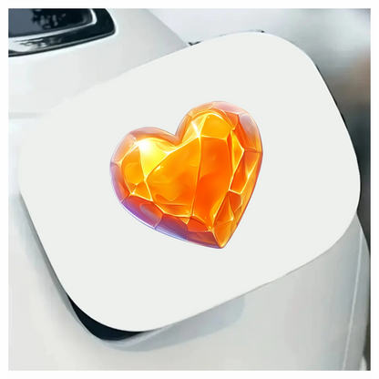 Orange Heart Shiny Transparent Solid Vinyl Sticker Decal
