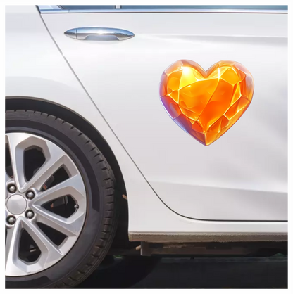 Orange Heart Shiny Transparent Solid Vinyl Sticker Decal
