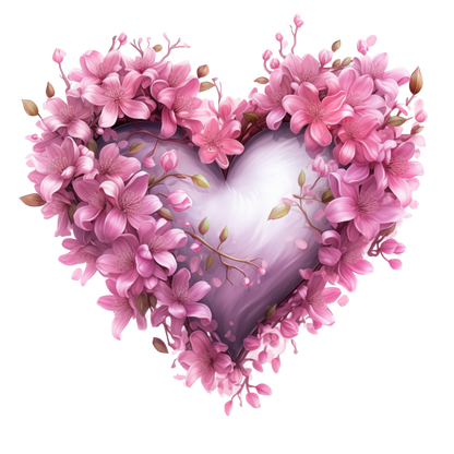 Pink Heart Flowers Blooming Spring Vinyl Sticker Decal