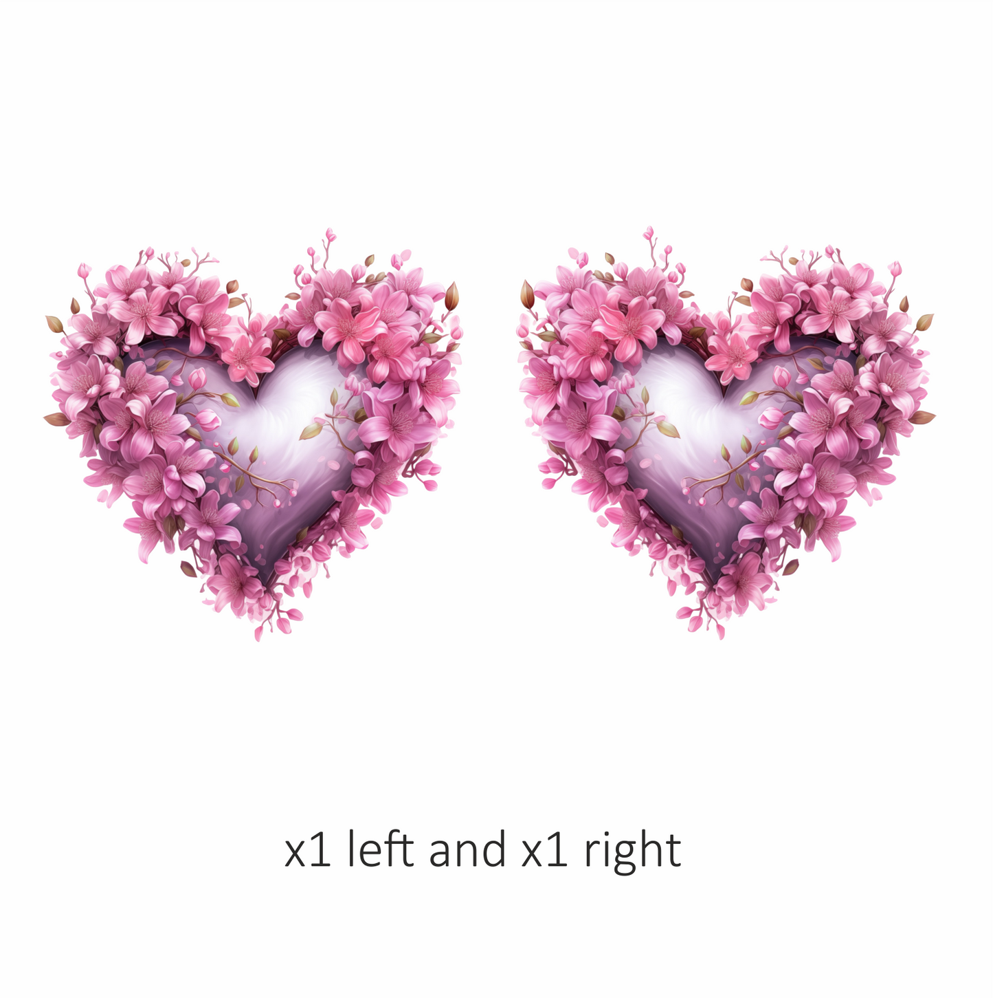 Pink Heart Flowers Blooming Spring Vinyl Sticker Decal