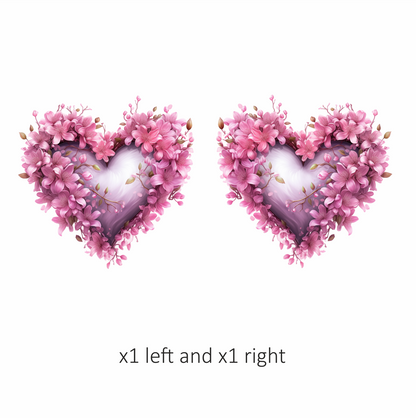 Pink Heart Flowers Blooming Spring Vinyl Sticker Decal