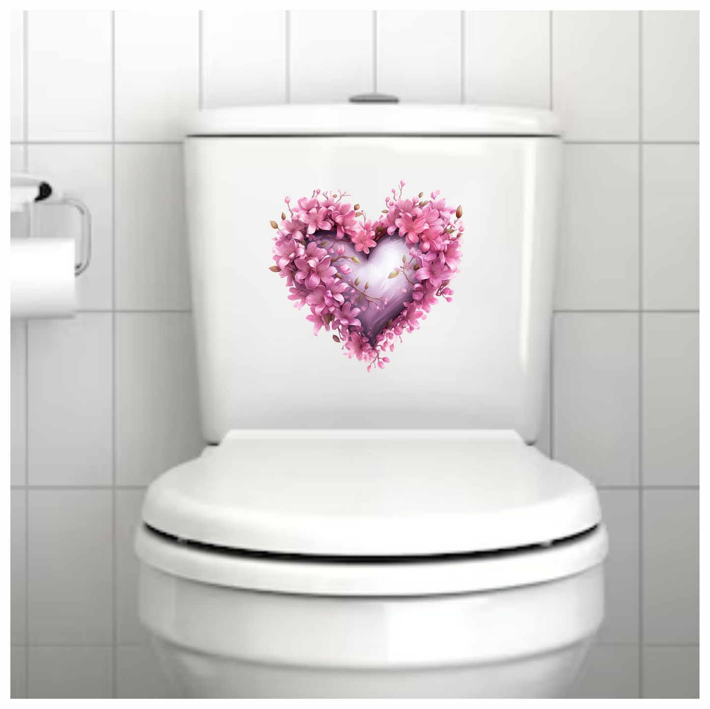Pink Heart Flowers Blooming Spring Vinyl Sticker Decal
