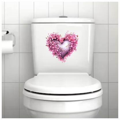 Pink Heart Flowers Blooming Spring Vinyl Sticker Decal