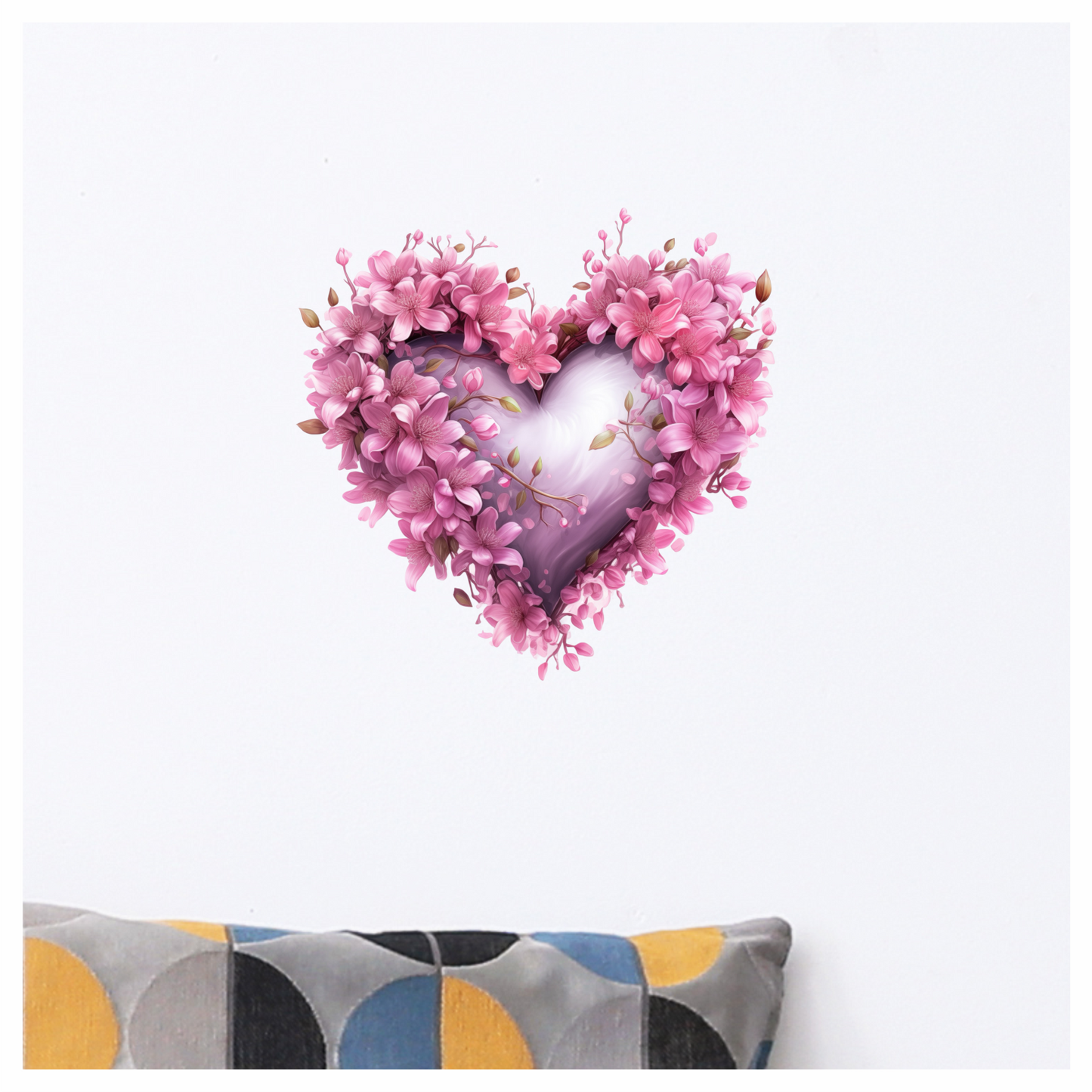 Pink Heart Flowers Blooming Spring Vinyl Sticker Decal