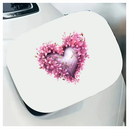 Pink Heart Flowers Blooming Spring Vinyl Sticker Decal