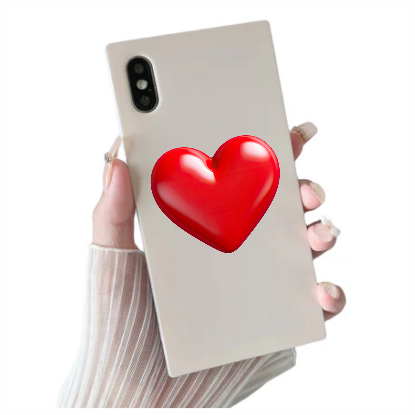 Red Heart Shiny Smooth Rounded Vinyl Sticker Decal