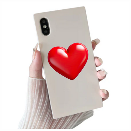 Red Heart Shiny Smooth Rounded Vinyl Sticker Decal