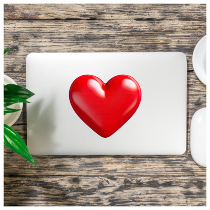 Red Heart Shiny Smooth Rounded Vinyl Sticker Decal