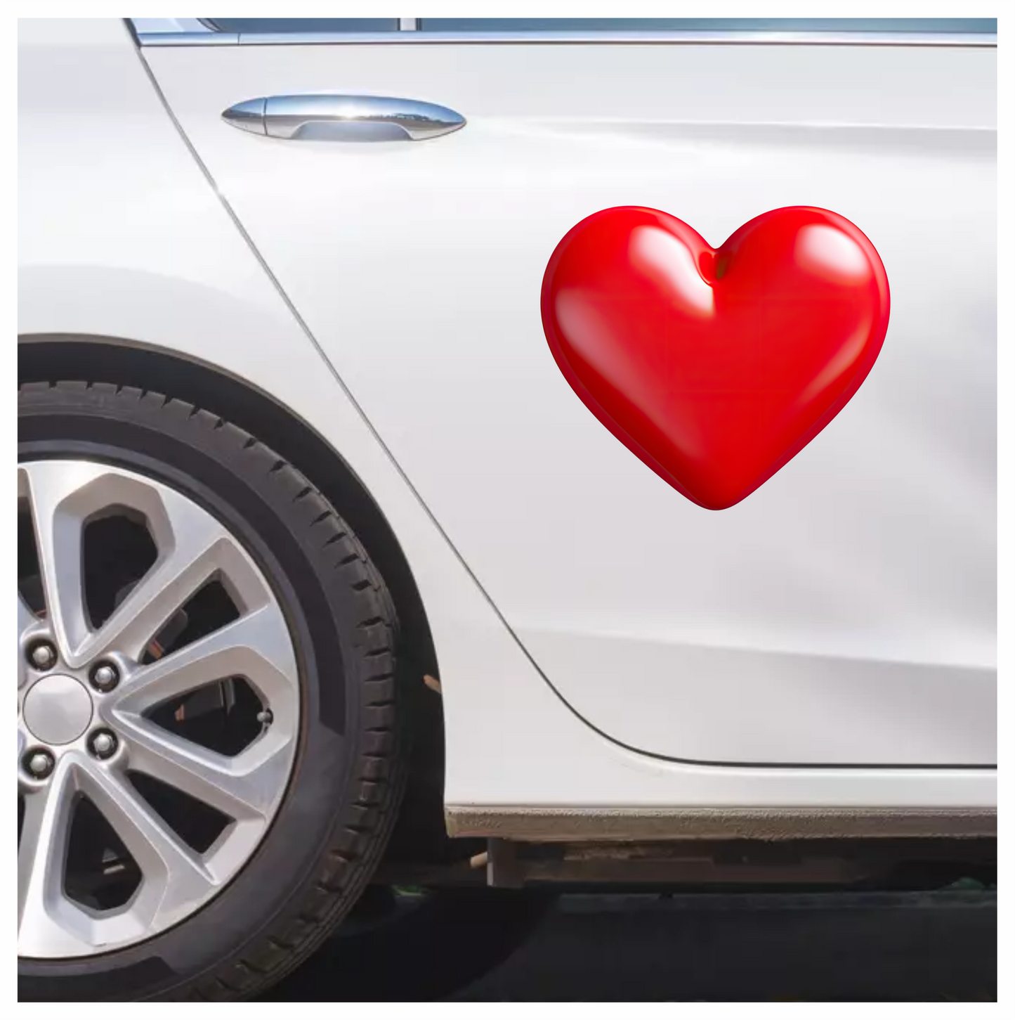 Red Heart Shiny Smooth Rounded Vinyl Sticker Decal
