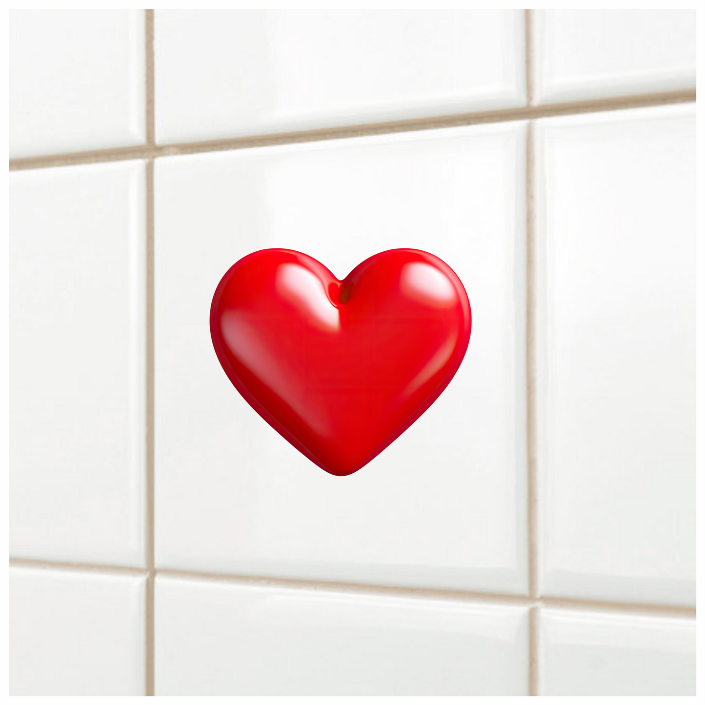 Red Heart Shiny Smooth Rounded Vinyl Sticker Decal