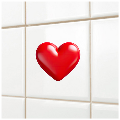Red Heart Shiny Smooth Rounded Vinyl Sticker Decal