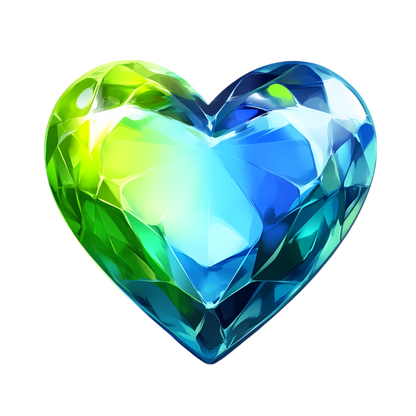 Green Blue Heart Crystal Vinyl Sticker Decal