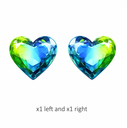 Green Blue Heart Crystal Vinyl Sticker Decal