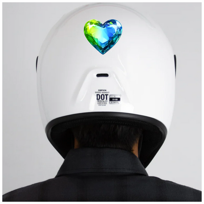 Green Blue Heart Crystal Vinyl Sticker Decal