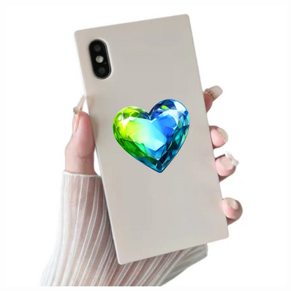 Green Blue Heart Crystal Vinyl Sticker Decal