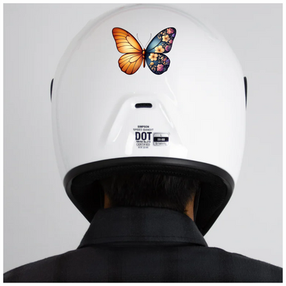 Orange Butterfly Floral Blue Vinyl Sticker Decal