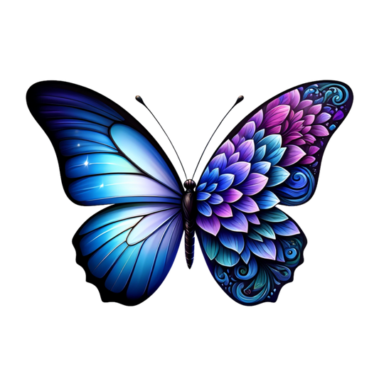 Blue Butterfly with Purple Patterns Vinyl Sticker Decal
