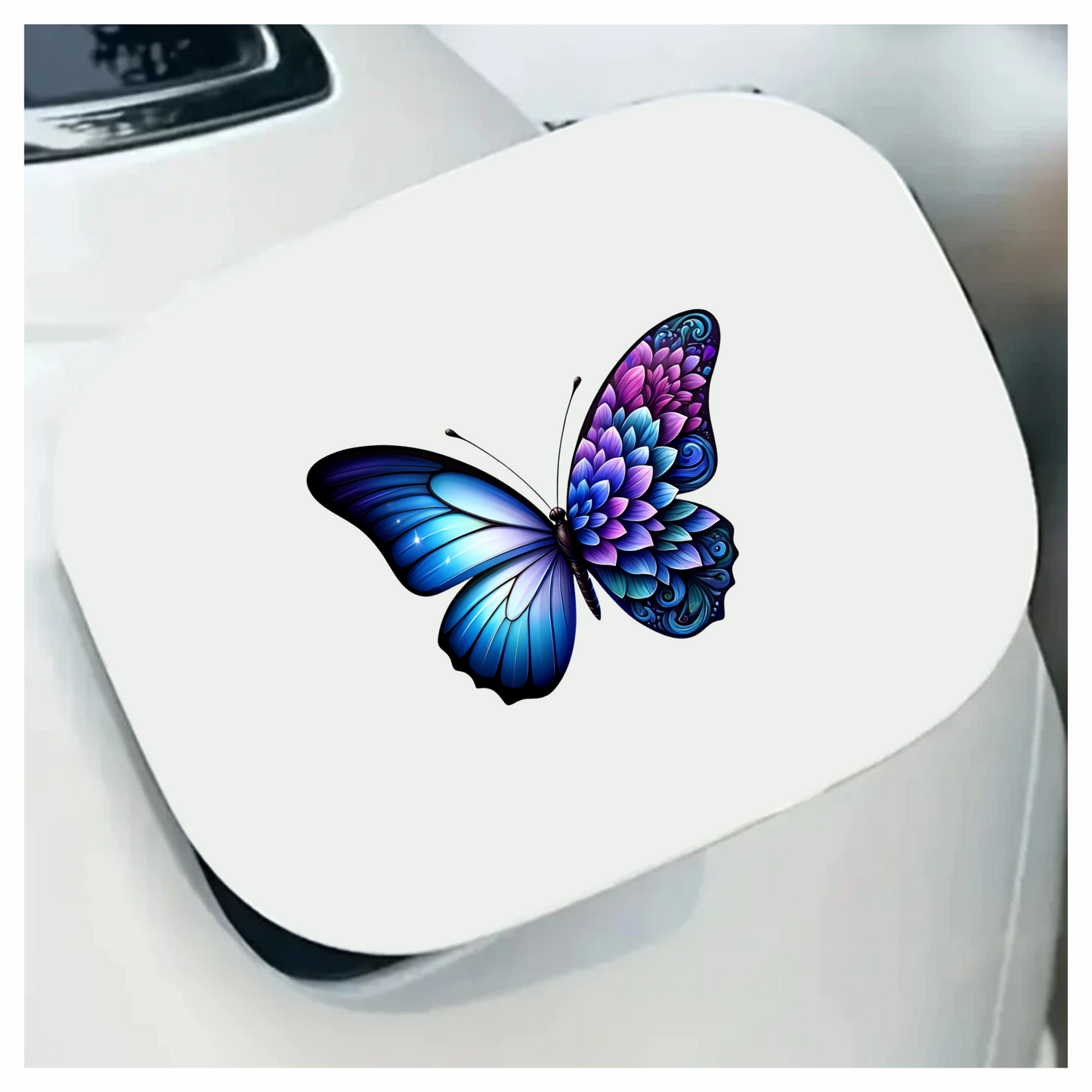 Blue Butterfly with Purple Patterns Vinyl Sticker Decal