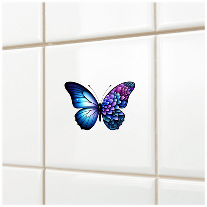 Blue Butterfly with Purple Patterns Vinyl Sticker Decal
