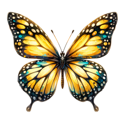 Butterfly Yellow Blue Monarch Vinyl Sticker Decal