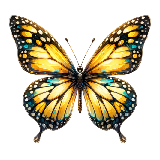 Butterfly Yellow Blue Monarch Vinyl Sticker Decal