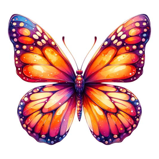 Orange Butterfly Wings Insect Artistic Vinyl Sticker Decal