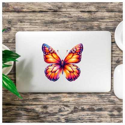 Orange Butterfly Wings Insect Artistic Vinyl Sticker Decal
