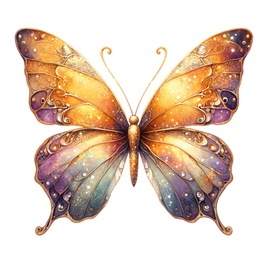 Butterfly Orange Sparkles Purple Wings Vinyl Sticker Decal