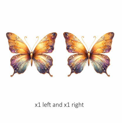 Butterfly Orange Sparkles Purple Wings Vinyl Sticker Decal