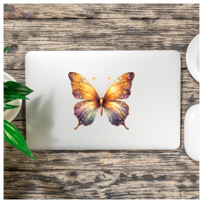 Butterfly Orange Sparkles Purple Wings Vinyl Sticker Decal