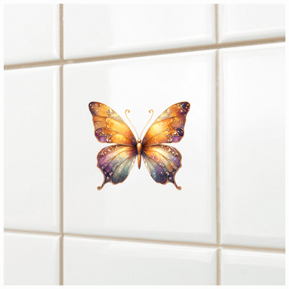 Butterfly Orange Sparkles Purple Wings Vinyl Sticker Decal