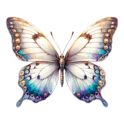 Butterfly White Blue Wings Vinyl Sticker Decal